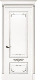 Межкомнатная дверь эмаль белая / патина серебро ( Ral 9003 ) Смальта 09 ДГ