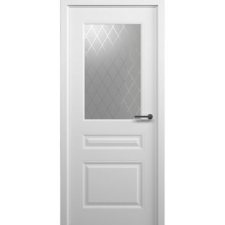 Межкомнатная дверь Стиль-2 БелыйВ цвет полотна Эмаль Стекло мателюкс "Рубин"