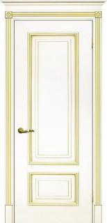 Межкомнатная дверь эмаль слоновая кость / патина золото ( Ral 1013 ) Смальта 08 ДГ