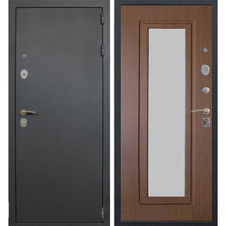 Дверь входная металлическая (железная) Граф Парма чёрный шёлк - берёза морёная с зеркалом