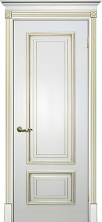 Межкомнатная дверь эмаль белая / патина золото ( Ral 9003 ) Смальта 08 ДГ