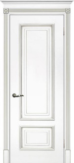 Межкомнатная дверь эмаль белая / патина серебро ( Ral 9003 ) Смальта 08 ДГ