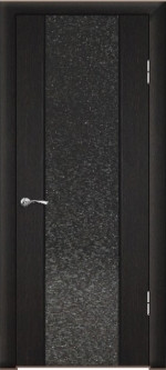 Дверь ДО Люкс-1 Черное дерево матовое Триплекс с тканью