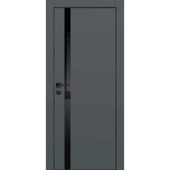 Дверь PX-8 черная кромка с 4-х ст. черный лакобель Графит