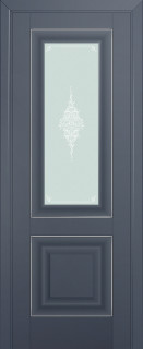 Дверь ДО 28U Стекло: Кристалл матовый Молдинг: Серебро Цвет: Антрацит