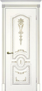 Межкомнатная дверь эмаль белая / патина золото ( Ral 9003 ) Смальта 11 ДГ