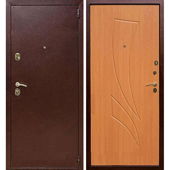 Дверь входная металлическая (железная) Граф Парус антик медь - клён медовый