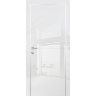 Дверь HGX-19 AL-хром кромка с 4-х ст.  Белый глянец