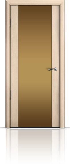 Дверь ДО Omega2 Беленый дуб Стекло: Широкое бронзовое