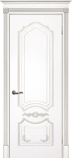 Межкомнатная дверь эмаль белая / патина серебро ( Ral 9003 ) Смальта 10 ДГ