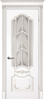 Межкомнатная дверь эмаль белая / патина серебро ( Ral 9003 ) Смальта 10 ДО