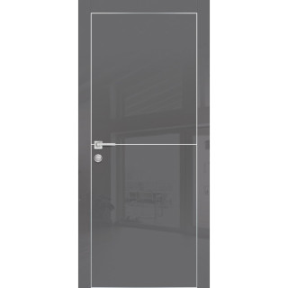 Дверь HGX-19 AL-хром кромка с 4-х ст.  Графит глянец