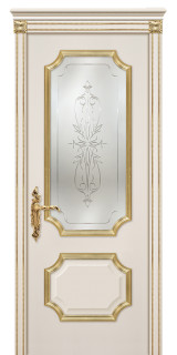 Дверь ДО Неаполь Эмаль слоновая кость + золото гравировка &quot;Рассвет&quot;