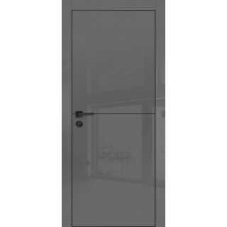 Дверь HGX-19 черная кромка с 4-х ст.  Графит глянец