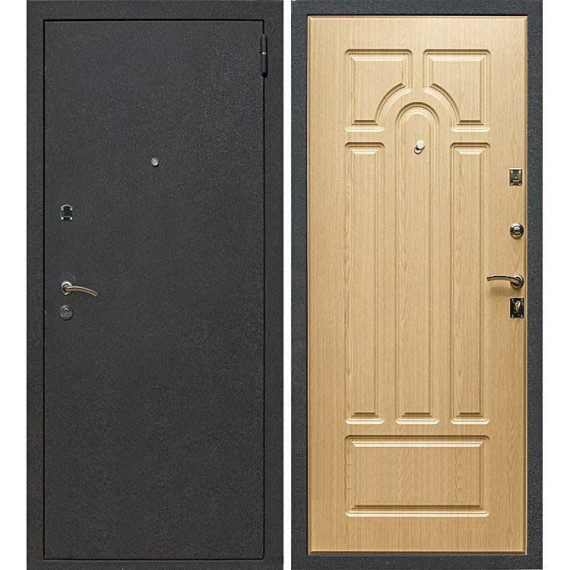 Дверь входная металлическая (железная) Граф Легион шёлк чёрный - беленый дуб