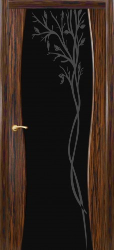 Дверь ДО Грация с пескоструйным рисунком3 Эбеновое дерево