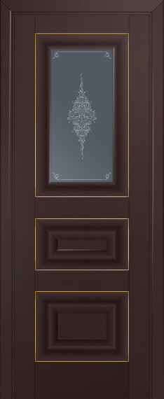 Дверь 26U Стекло: Кристалл графит Молдинг: Золото Цвет: Темно-коричневый