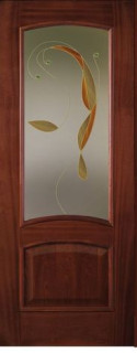 Дверь Виктория №106 «Венера» ДО красное дерево - витраж эльза