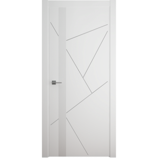 Межкомнатная дверь Геометрия-6 БелыйВ цвет полотна Эмаль Стекло белое