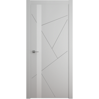 Межкомнатная дверь Геометрия-6 СерыйВ цвет полотна Эмаль Стекло белое
