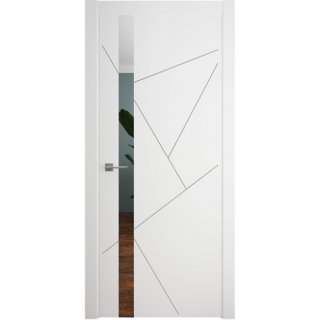 Межкомнатная дверь Геометрия-6 БелыйВ цвет полотна Эмаль Зеркало грей