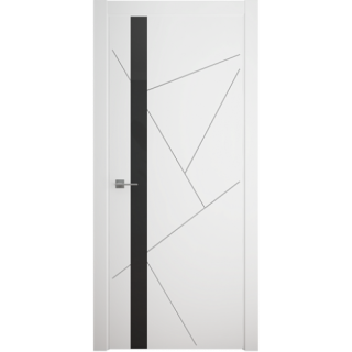 Межкомнатная дверь Геометрия-6 БелыйВ цвет полотна Эмаль Стекло черное