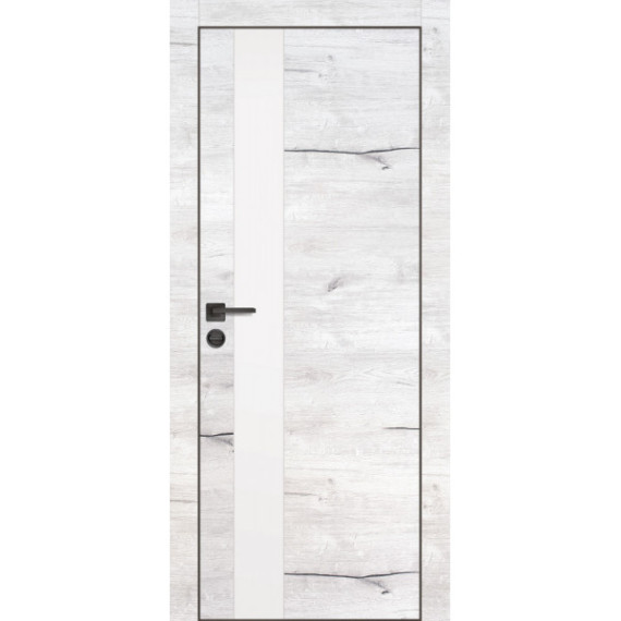 Дверь PX-10 черная кромка с 4-х ст. Белый мателак Дуб арктик