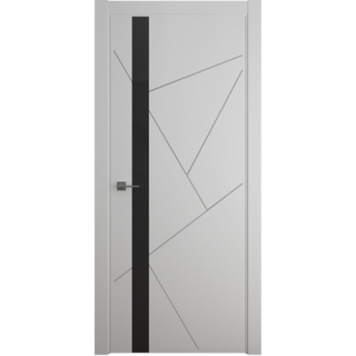 Межкомнатная дверь Геометрия-6 СерыйВ цвет полотна Эмаль Стекло черное