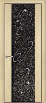 Дверь ДО Люкс-1 Орех каналета Стекло с тканью и рисунком