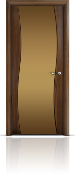 Дверь ДО Omega Американский орех Стекло: Широкое бронзовое