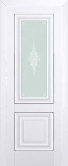 Дверь ДО 28U Стекло: Кристалл матовый Молдинг: Серебро Цвет: Аляска