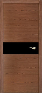 Дверь ДГ Соло вставка стекло чёрное Тангентальный орех