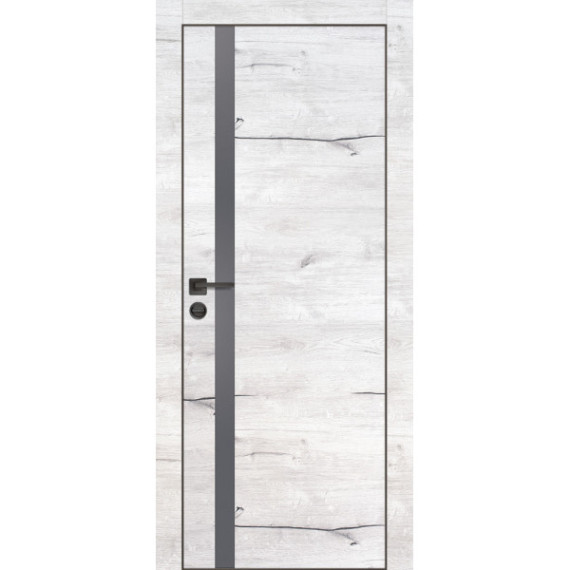 Дверь PX-8 черная кромка с 4-х ст. Серый мателак Дуб арктик