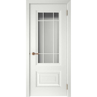Дверь Смальта-46 Сатинат, решетка Белый ral
