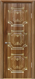 Дверь ДГ Неаполь 3D Орех седой светлый с золотой патиной