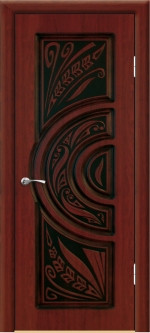 Дверь ДГ Соренто 3D Махагон с коричневой патиной