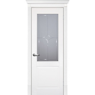 Дверь Смальта 15 Сатинат, гравированное Белый ral 9003