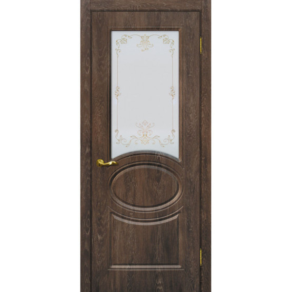 Дверь Сиена-1 Сатинат, контурный полимер золото Дуб корица