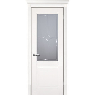 Дверь Смальта 15 Сатинат, гравированное Молочный ral 9010