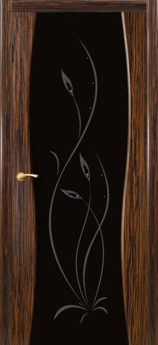 Дверь ДО Грация с пескоструйным рисунком1 Эбеновое дерево