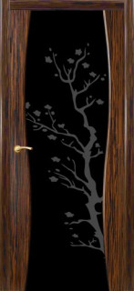 Дверь ДО Грация с пескоструйным рисунком12 Эбеновое дерево