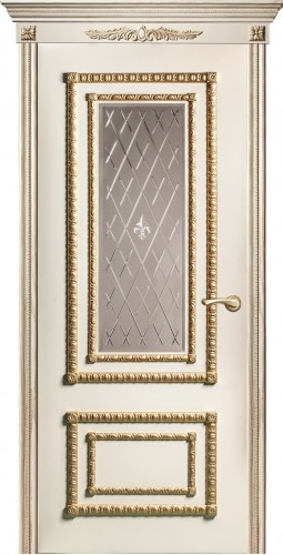 Дверь ДО Прима с гравировкой по зеркалу Золотая патина