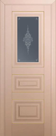 Дверь 26U Стекло: Кристалл графит Молдинг: Золото Цвет: Капучино Сатинат
