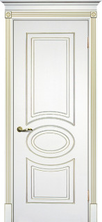 Межкомнатная дверь эмаль белая / патина золото ( Ral 9003 ) Смальта 03 ДГ