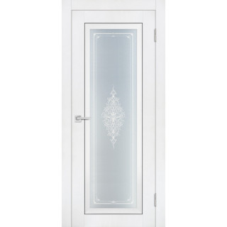 Дверь PST-25 Сатинат закаленное Кристалайз белый бархат