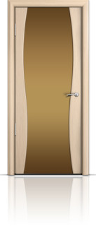 Дверь ДО Omega1 Беленый дуб Стекло: Широкое бронзовое