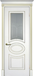 Межкомнатная дверь эмаль белая / патина золото ( Ral 9003 ) Смальта 03 ДО