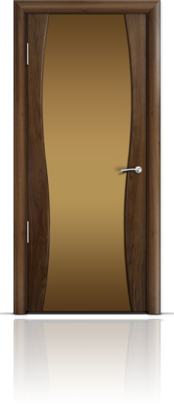 Дверь ДО Omega1 Американский орех Стекло: Широкое бронзовое