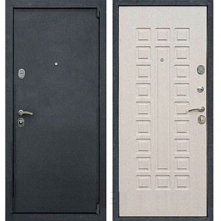 Дверь входная металлическая (железная) Граф Монарх шёлк чёрный - белёный дуб