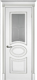 Межкомнатная дверь эмаль белая / патина серебро ( Ral 9003 ) Смальта 03 ДО